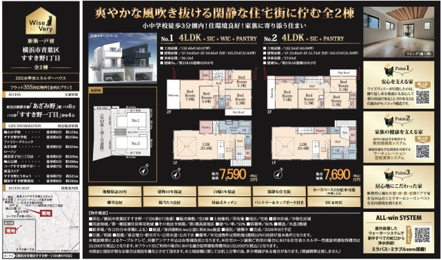 横浜市青葉区すすき野1丁目 新築戸建て【仲介手数料無料】カースペース2台|仲介手数料無料！お問合せ下さい/080-7058-7312 