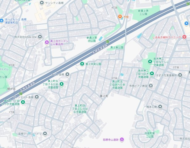 高槻市真上町　第1期　新築一戸建ての地図
