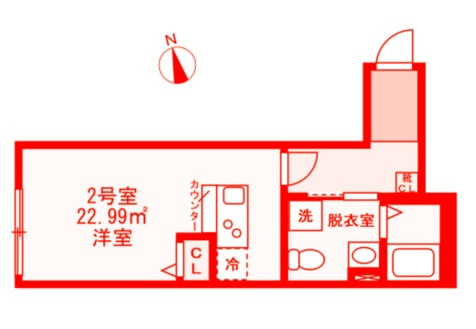 ベイルーム金沢西柴の間取り|広々22.99㎡♪お洒落なカウンターキッチンタイプ