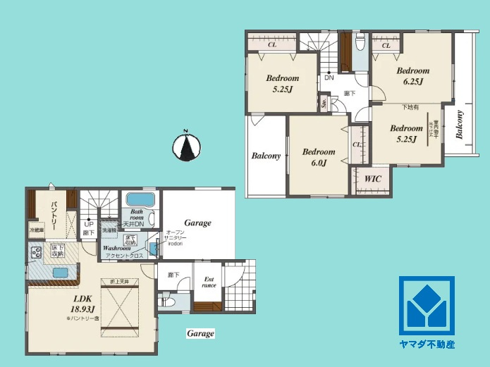 伊丹市松ケ丘１丁目２期の間取り|3LDK、土地面積115.73平米、建物面積120.35平米、木造2階建。建物面積に車庫部分約15.60平米を含みます。2026年8月下旬完成済み。