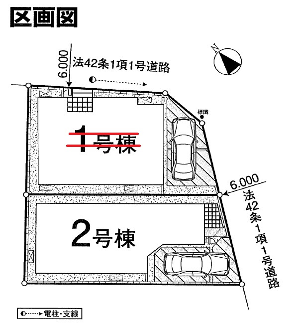 羽村市小作台5丁目　全2棟の区画図