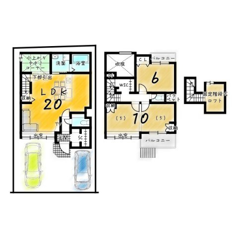 樫原平田町　新築参考プランC　建築条件付土地の参考プラン|【土地2600万円　建物2099万円】