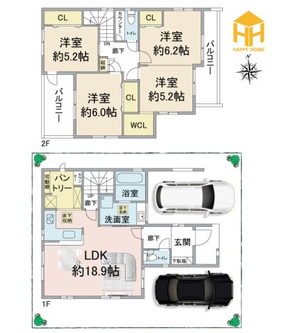 ブルーミングガーデン松ケ丘1丁目新築一戸建て│3LDK+駐車2台可の間取り|※現況と図面が異なる場合現況を優先いたします。