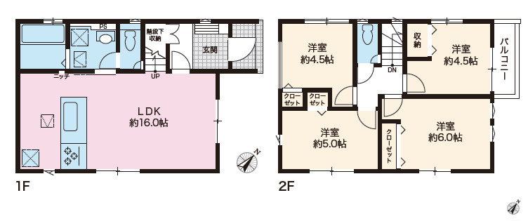 藤沢市亀井野13期　新築戸建　全4棟1号棟の間取り