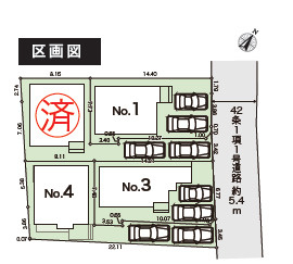 藤沢市亀井野13期　新築戸建　全4棟1号棟の区画図