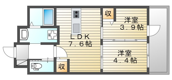 宗像市栄町の賃貸マンションの間取り