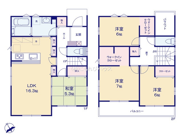 鴻巣市明用　新築一戸建て　3区画　02の区画図|2号棟