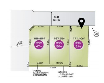 鴻巣市明用　新築一戸建て　3区画　03の区画図|3号棟