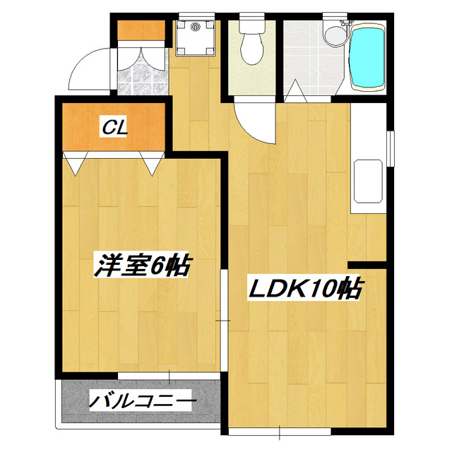 アビタシオン中川Ⅰの間取り|使いやすい１ＬＤＫタイプ！