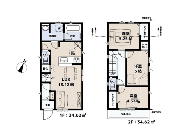 【区画図】 | 西東京市ひばりが丘北4丁目　新築一戸建住宅　全2棟  (保谷店) | 2号棟/南側道路に面した整形地。第一種低層住居専用地域のため落ち着いたエリアです。