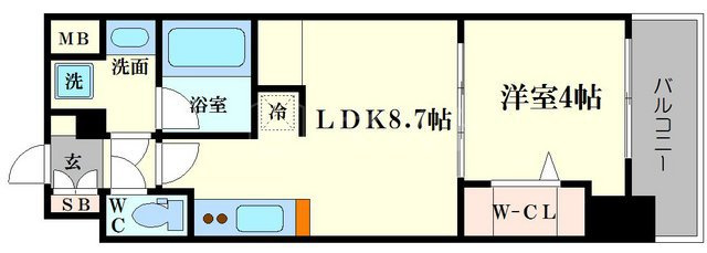 大阪市西区阿波座１丁目の賃貸マンションの間取り