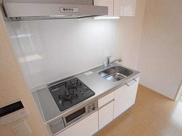 御船Ｄ－ｒｏｏｍのキッチン|システムキッチン。ガス2口コンログリル付