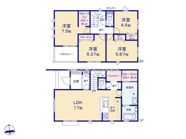 『八王子市新築戸建て』八王子市四谷町736-1【仲介手数料無料】　２期の間取り|～仲介手数料無料☆八王子ひなた不動産～八王子市四谷町　新築戸建て