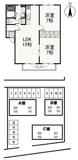 【間取り】 | ピュアローズ B