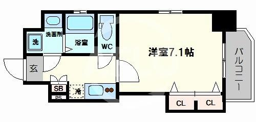 大阪市浪速区桜川２丁目の賃貸マンションの間取り|レオンコンフォート難波ミラージュ　開放的な間取