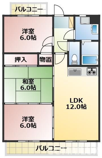 グレースコーポＢ棟の間取り