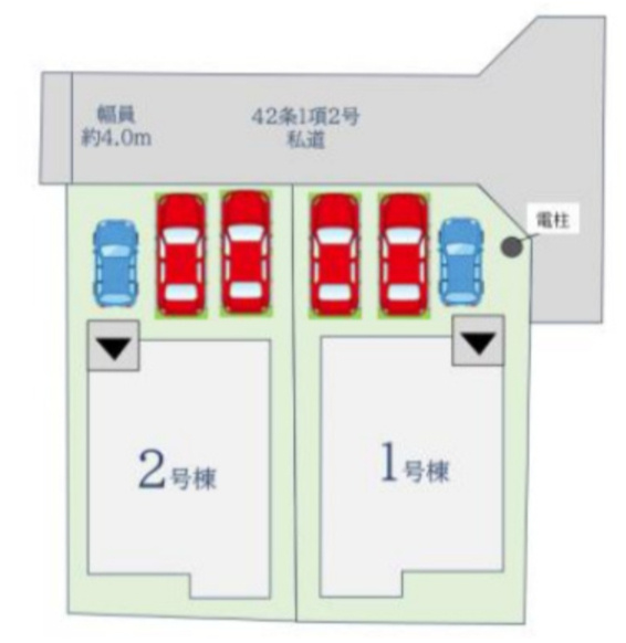 佐賀市開成2丁目1期2区画 2号棟の区画図