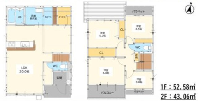 佐賀市多布施4丁目3期1区画 1号棟の間取り