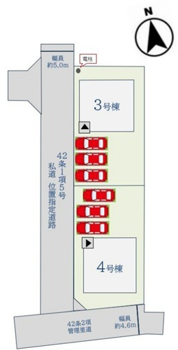 唐津市鏡10期2区画 4号棟の区画図