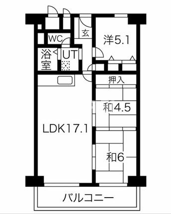 ファミールハイツ北大阪1号棟の間取り