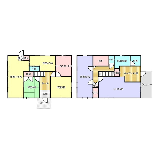 嘉麻市馬見　2階建　５LDKSの間取り