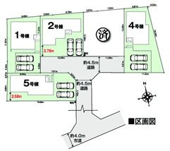 大磯町国府新宿第1期　新築一戸建て　4号棟の区画図|配置図