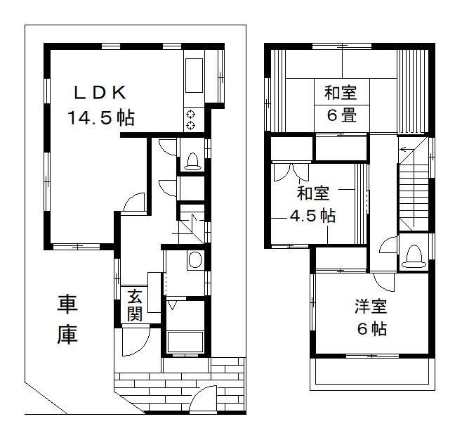 くぬぎ山一戸建貸家の間取り