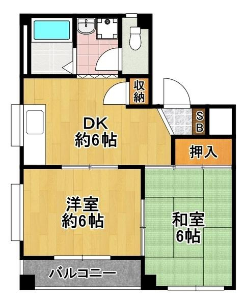 メゾンミラベルの間取り|★お部屋広めの２ＤＫ★