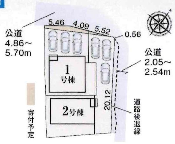 幸田町深溝　全2棟・1号棟の区画図
