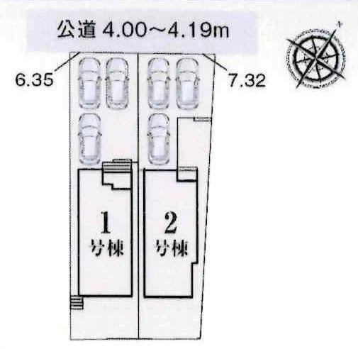 岡崎市宇頭町　全2棟・2号棟の区画図