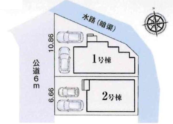 安城市東別所町　全2棟・1号棟の区画図