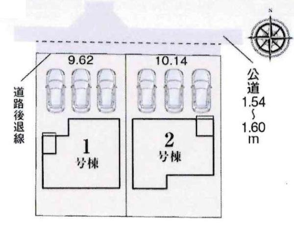 西尾市山下町　全2棟・2号棟の区画図