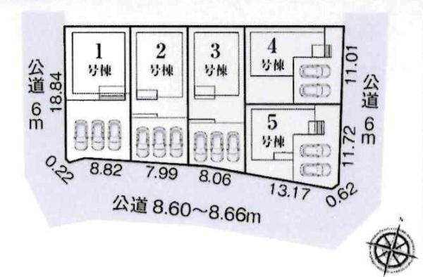 碧南市池下町　全5棟・3号棟の区画図