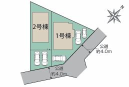平塚市公所　新築一戸建て　1号棟の区画図|配置図