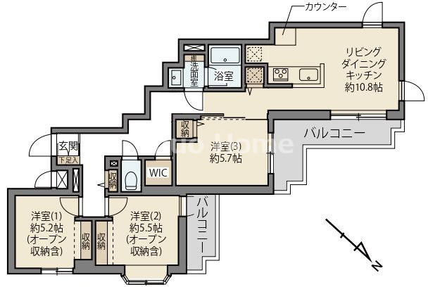 セントエルモお花茶屋の間取り|角部屋住戸につきまして日当たり・通風良好。新規リノベーションマンション。安心のアフターサービス保証付きですのでご購入後も安心して暮らせます。