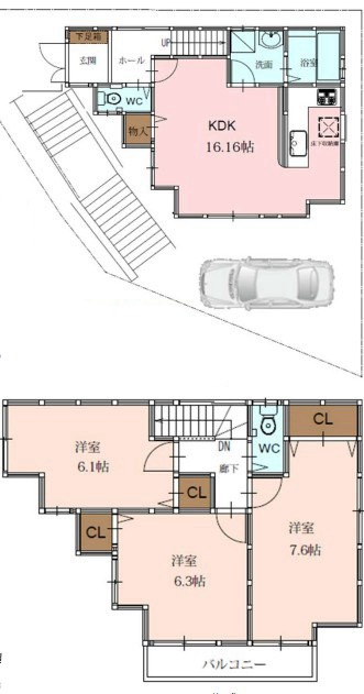 太秦緑が丘ペット可戸建ての間取り