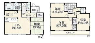 【間取り】 | 宝塚市山本丸橋３丁目中古戸建 | ファミリー様におすすめの４LDKの間取りです♪駐車２台可能で魅力的です！