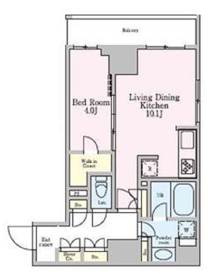 レジディア池上Ⅱの間取り|間取り　ウォークインクローゼット付角部屋の1LDK