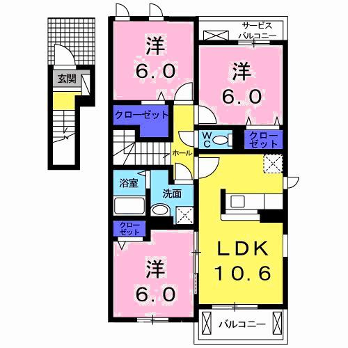 カーサセレーノBの間取り