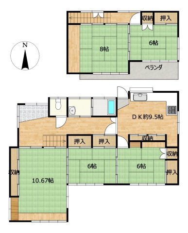 いわき市四倉町鬼越中古住宅 4LDK 陽当たり良好 三面角地！ 不動産プラスの間取り|【リフォーム中】5DKの間取になっています。和室のみのおうちでしたが、LDKを新たに作り対面キッチンの４LDKにリフォームします。図面と現状に相違がある場合は現状を優先します。