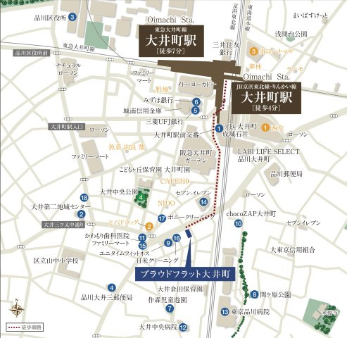 プラウドフラット大井町の地図