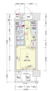 プレサンス南森町駅前の間取り