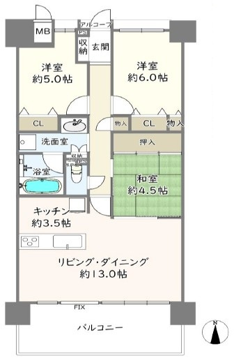 【間取り】 | 八尾北本町アーバンコンフォート　用和小学校区　近鉄八尾駅
