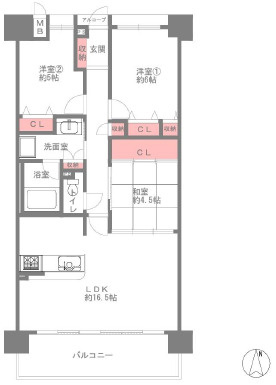 【間取り】 | 八尾北本町アーバンコンフォート　用和小学校区　近鉄八尾駅