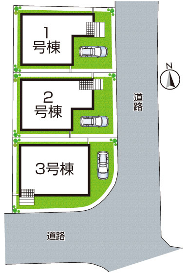 宇治市伊勢田町新中ノ荒　第1期　新築一戸建ての区画図|全3区画