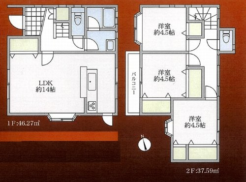【間取り】 | 【仲介手数料０円】平塚市纒　中古一戸建て | 【仲介手数料０円】平塚市纒　中古一戸建て