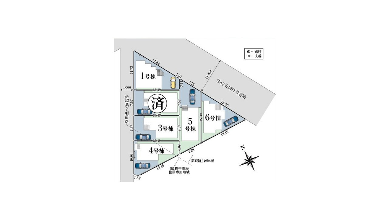 昭島市昭和町第５　６号棟の区画図