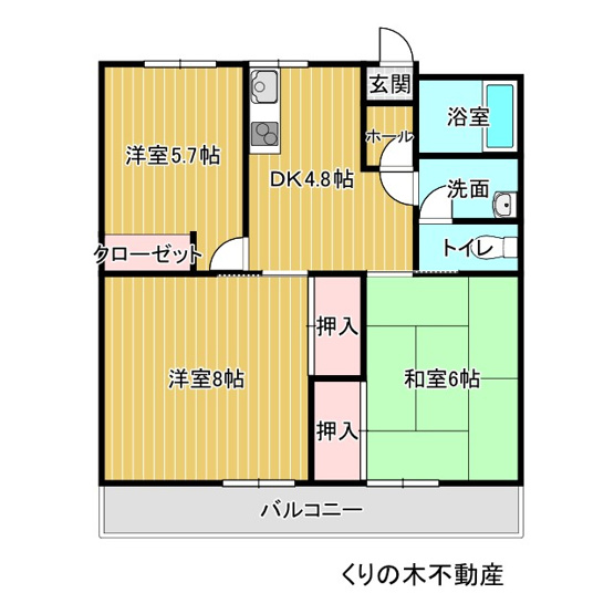 【間取り】 | ルミウス片山 | ３DKのお部屋です