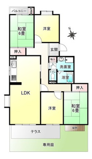 【間取り】 | 霧が丘グリーンタウン4丁目1街区 | 約42㎡の専用庭付きでガーデニングも楽しめる、南向きの4LDK