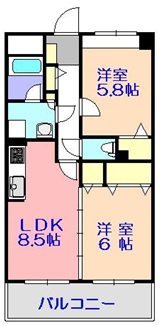 宗像市自由ヶ丘２丁目の賃貸マンションの間取り